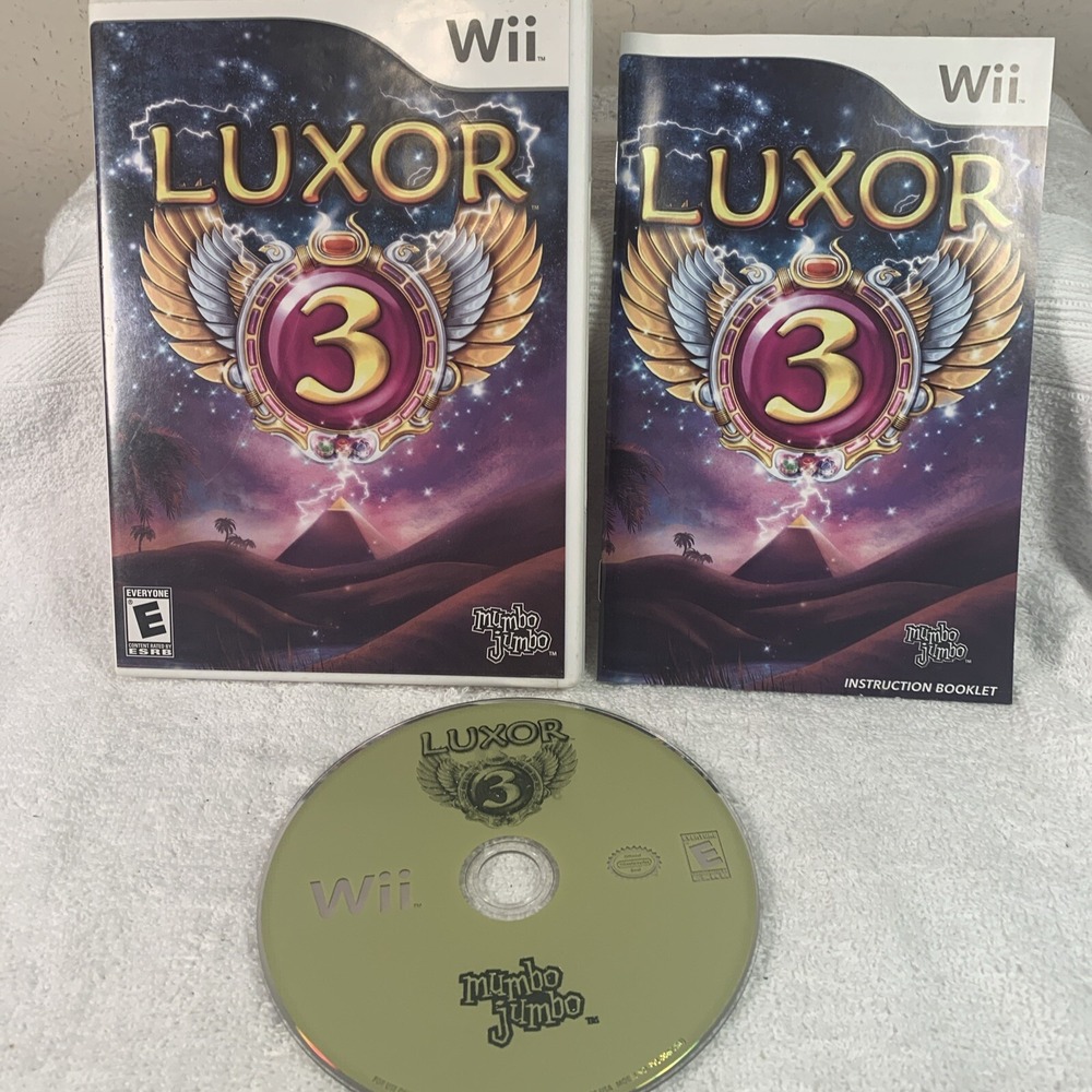 Luxor 3 Nintendo Wii Video Game Complete CIB Mumbo Jumbo 2008 NTSC-U/C E Rated